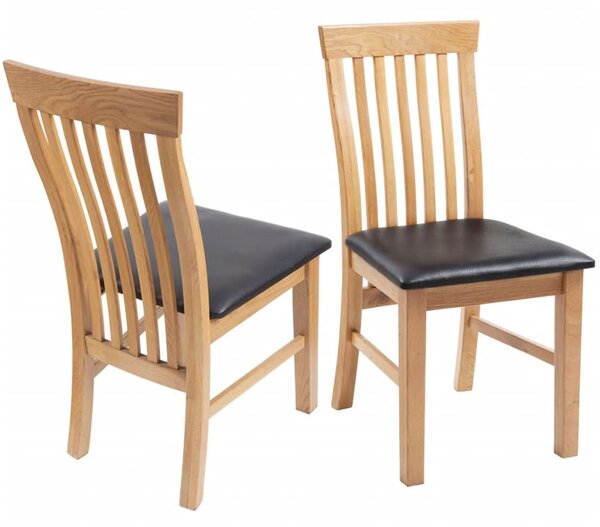 VidaXL Blagovaonske stolice od masivne hrastovine i umjetne kože 2 kom