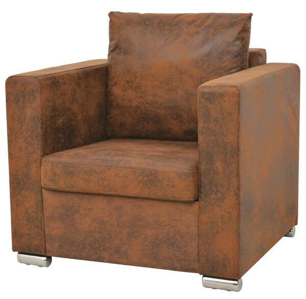 VidaXL Fotelja od umjetne brušene kože smeđa