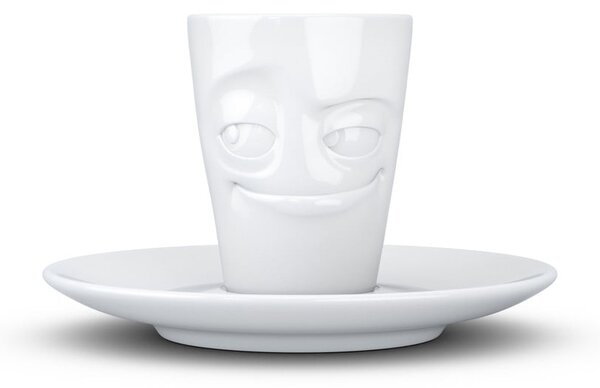 Bijela "nasmijana" porculanska šalica za espresso s tanjurićem 58products, 80 ml