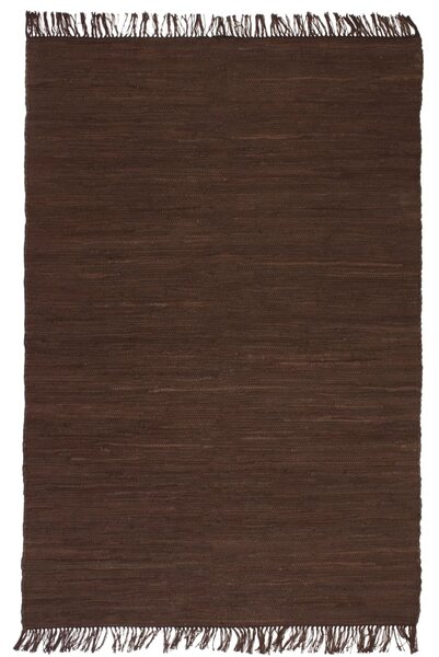 VidaXL Ručno tkani tepih Chindi od pamuka 160x230 cm smeđi