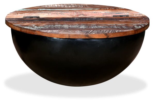 VidaXL Stolić za Kavu od Masivnog Obnovljenog Drva Crni u Obliku Zdjele