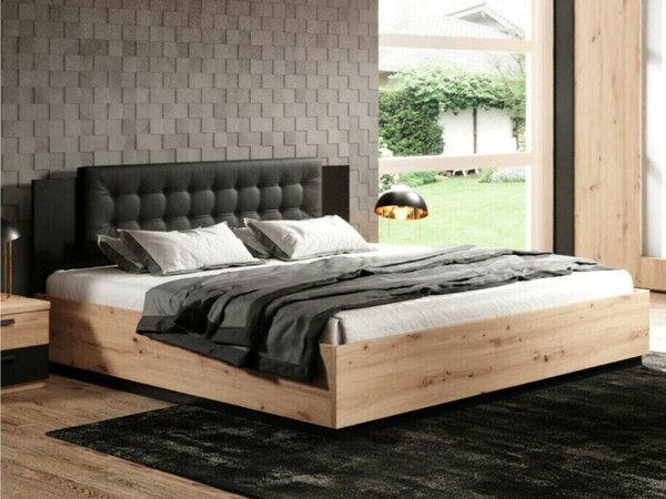 Krevet Austin AN112Bračni, Svijetlo smeđa, 160x200, Laminirani iveral, Basi a doghePodnice za krevet, 166x205x90cm