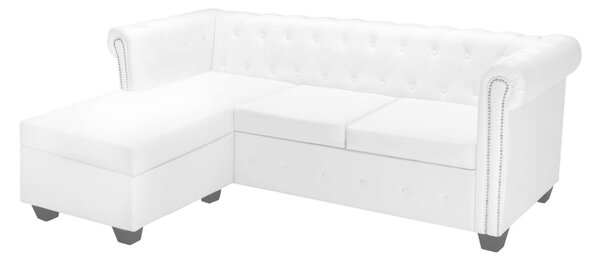 VidaXL Chesterfield kauč od umjetne kože bijeli u L obliku