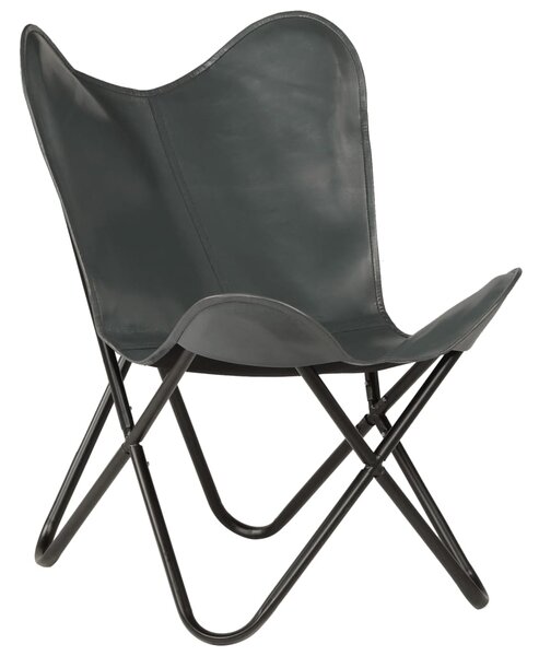 VidaXL Leptir-stolica od prave kože siva dječja veličina
