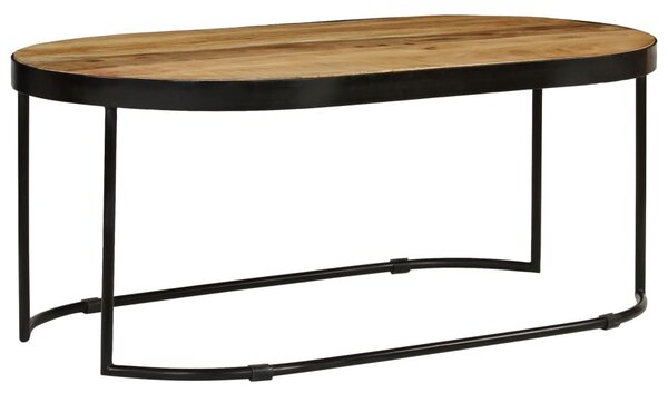 VidaXL Stolić za kavu od grubog drva manga i čelika ovalni 100 cm