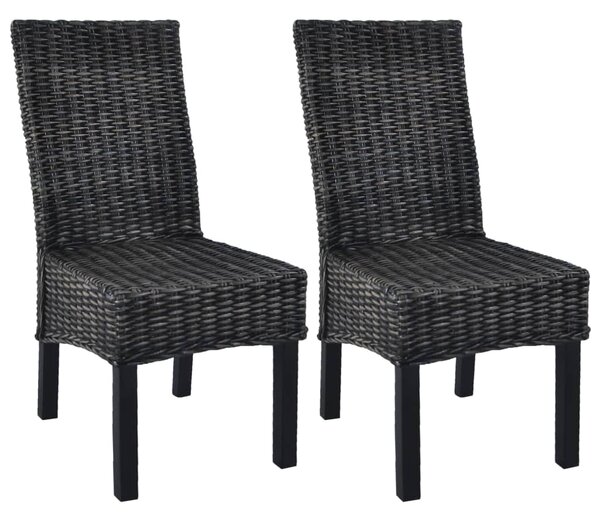VidaXL Blagovaonske stolice od kubu ratana i drva manga 2 kom crne