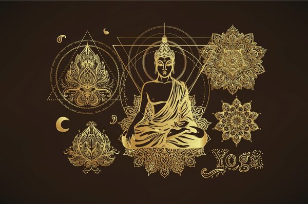 Tapeta zlatni Buddha koji meditira