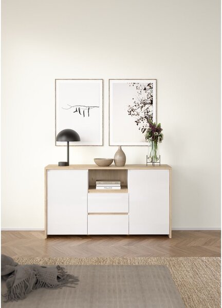 Bijela/u prirodnoj boji komoda u dekoru hrasta 149x84x48 cm Next – Tvilum