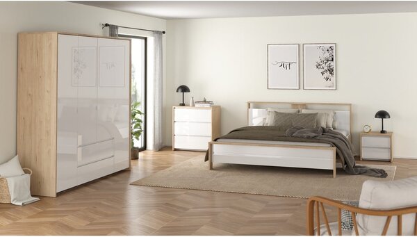 Bijela/u prirodnoj boji komoda u dekoru hrasta 80x84x48 cm Next – Tvilum