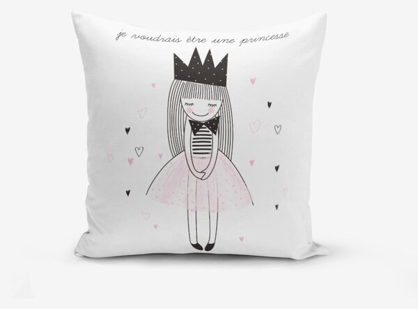 Jastučnica s primjesom pamuka Minimalist Cushion Covers Je Noudrais Etre Une Princesse, 45 x 45 cm