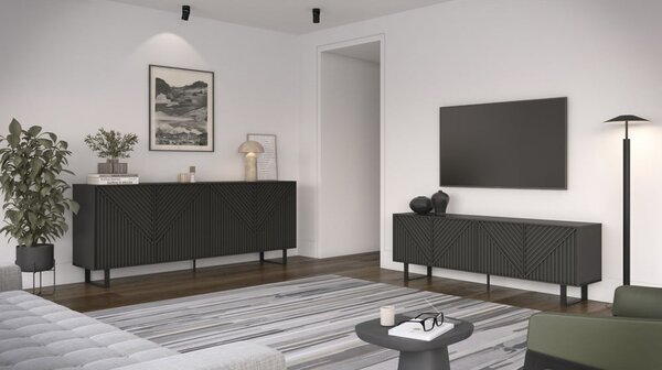 Crna TV komoda 161x55x35 cm Peta – Marckeric