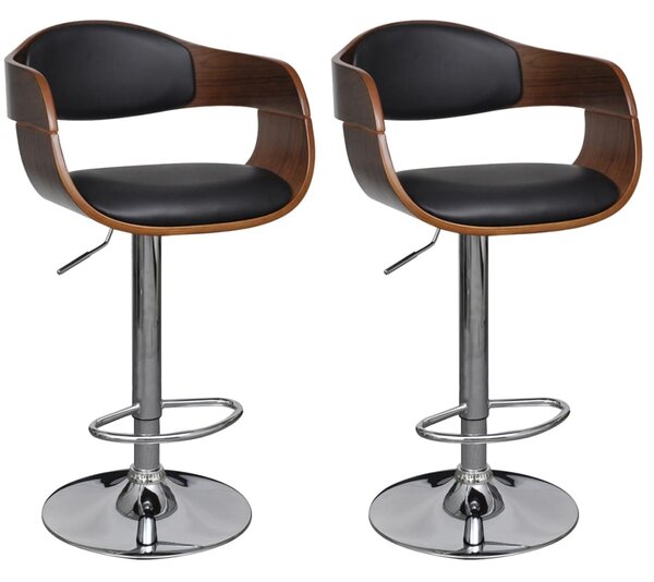 VidaXL Barske stolice 2 kom od zaobljenog drva i umjetne kože