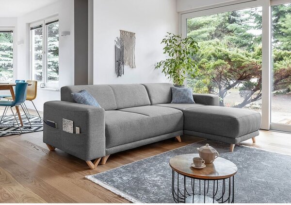 Siva sklopiva/s prostorom za odlaganje kutna garnitura Classy Sophie – Miuform