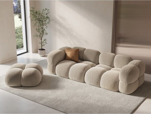 Bež baršunasti sofa 250 cm Loretto – Cosmopolitan Design