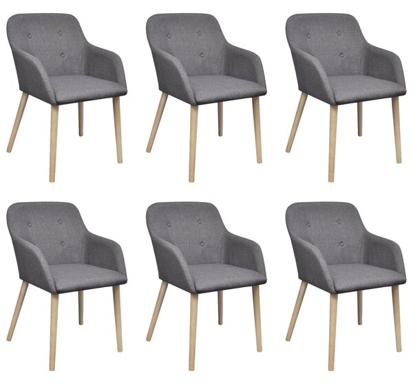 VidaXL Blagovaonske stolice tkanina i hrastovina 6 kom svjetlo sive