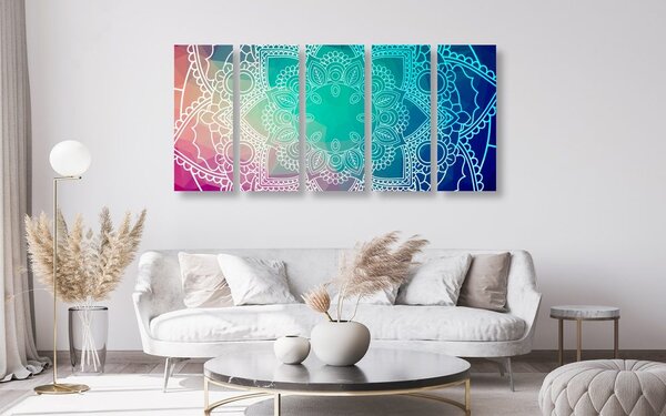 5-dijelna slika pastelna Mandala