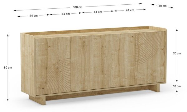 Komoda u dekoru hrasta u prirodnoj boji 180x80x40 cm Daira – Marckeric