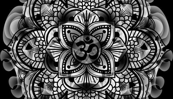 Slika Mandala zdravlja u crno-bijelom dizajnu