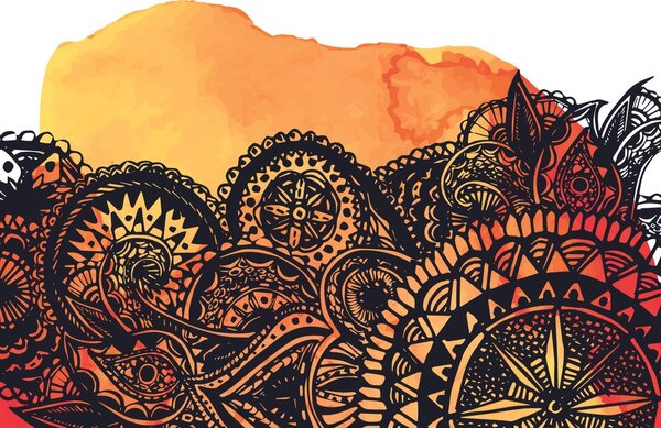 Tapeta Mandala narančasti akvarel