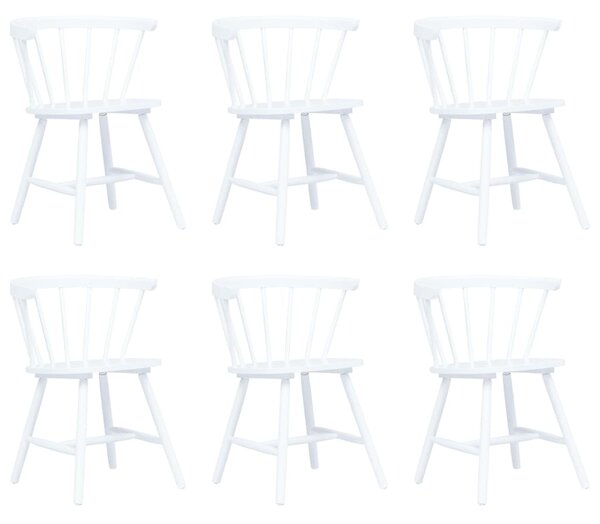VidaXL Blagovaonske stolice od masivnog drva kaučukovca 6 kom bijele