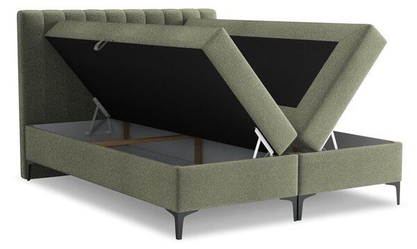 Zeleni boxspring krevet s prostorom za odlaganje 180x200 cm Puhala – Makamii