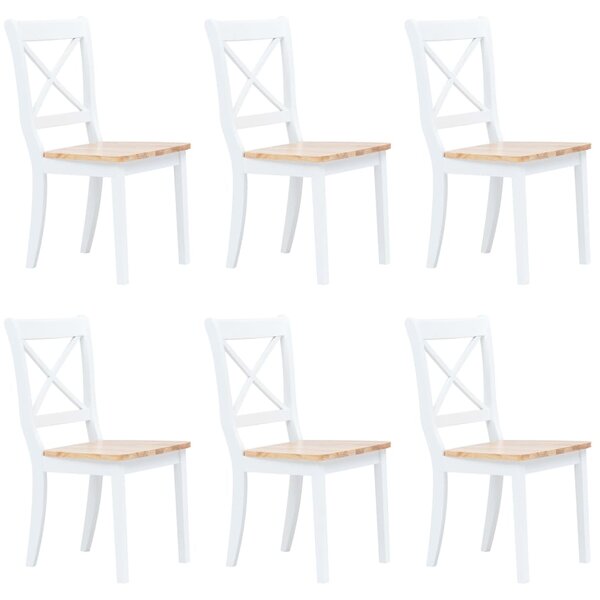 VidaXL Blagovaonske stolice od drva kaučukovca 6 kom bijele