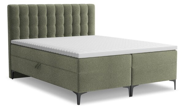 Zeleni boxspring krevet s prostorom za odlaganje 180x200 cm Puhala – Makamii