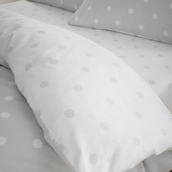 Bijela/siva flanelska plahta s gumom 150x200 cm Polka Dot – Catherine Lansfield