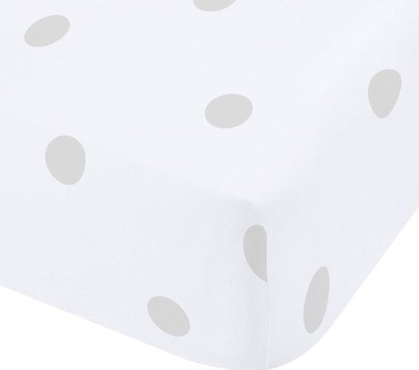 Bijela/siva flanelska plahta s gumom 150x200 cm Polka Dot – Catherine Lansfield