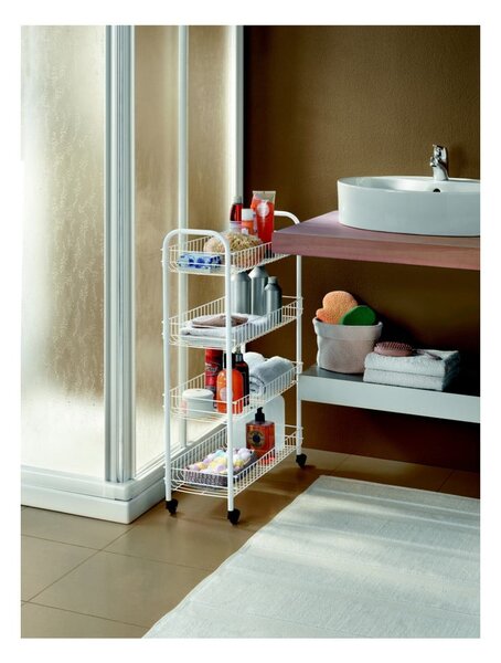 Bijela metalna mobilna polica 23x84 cm - Metaltex