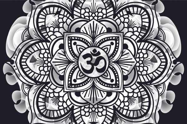 Tapeta Mandala zdravlja u crno-bijelom dizajnu