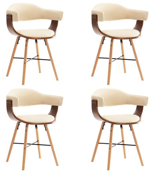 VidaXL Blagovaonske stolice od umjetne kože i drva 4 kom krem