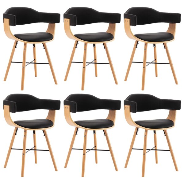 VidaXL Blagovaonske stolice od umjetne kože i drva 6 kom crne