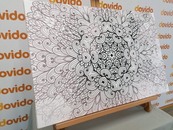 Slika zlatna etnička Mandala u crno-bijelom dizajnu