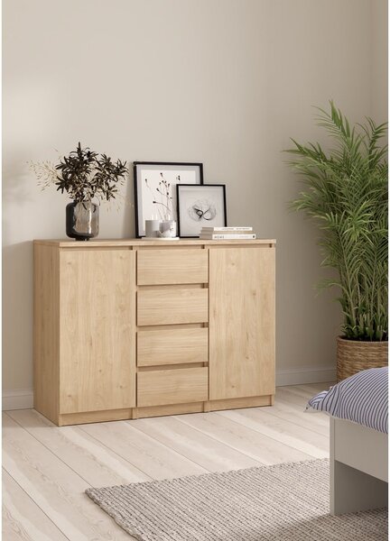 Komoda u dekoru hrasta u prirodnoj boji 121x91x50 cm Naia – Tvilum