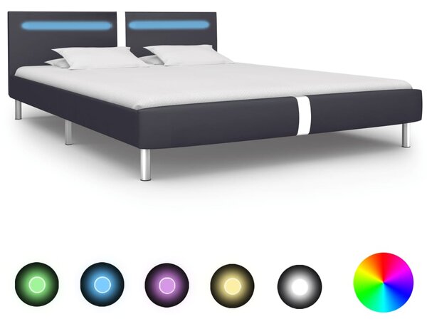 VidaXL Okvir za krevet od umjetne kože s LED svjetlom crni 160x200 cm