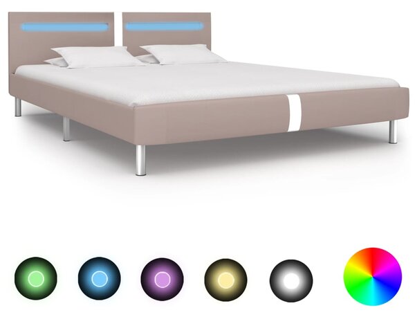 VidaXL Okvir za krevet od umjetne kože LED boja cappuccina 160x200 cm