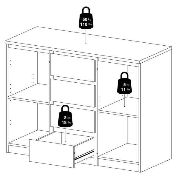 Komoda u dekoru hrasta u prirodnoj boji 121x91x50 cm Naia – Tvilum