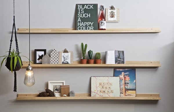 Polica za fotografije od punog hrasta u prirodnoj boji 170 cm Photoframe – vtwonen