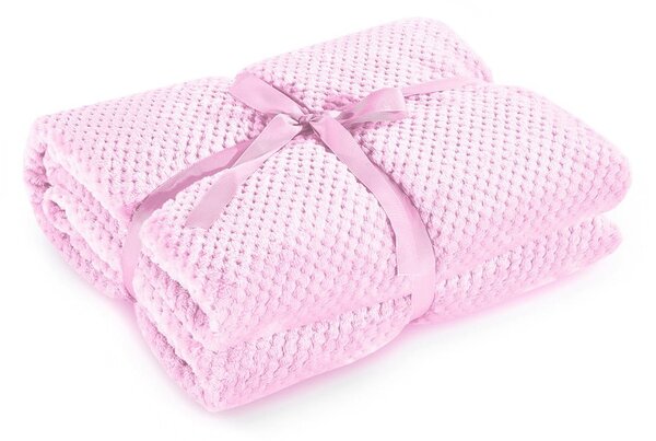 Pudrasto ružičasta deka od mikrovlakana DecoKing Henry, 70 x 150 cm