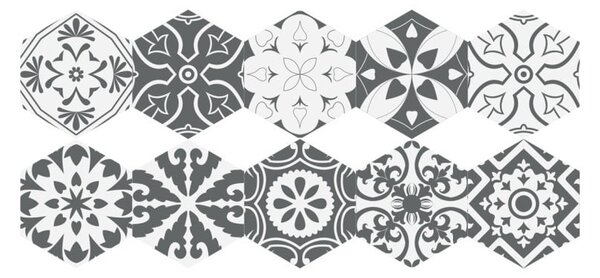 Set od 10 podnih samoljepljivih naljepnica Ambiance Hexagons Rosito, 20 x 18 cm