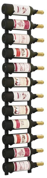 VidaXL Zidni stalak za vino za 12 boca crni željezni