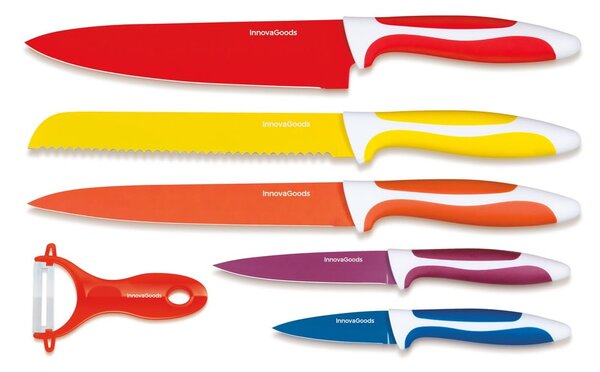 Set od 5 kuhinjskih noževa i gulilica od nehrđajućeg čelika InnovaGoods Ceramic