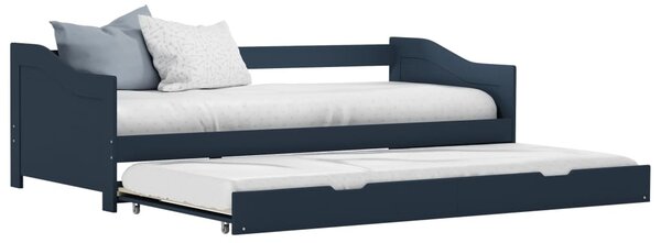 VidaXL Okvir za krevet na razvlačenje od borovine sivi 90 x 200 cm