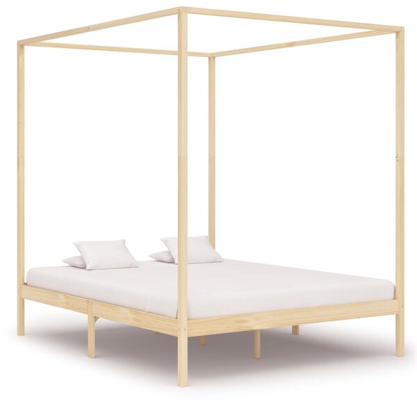 VidaXL Okvir za krevet s baldahinom od masivne borovine 160 x 200 cm