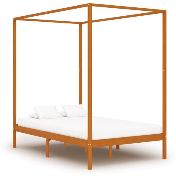 VidaXL Okvir za krevet s baldahinom od borovine boja meda 120 x 200 cm