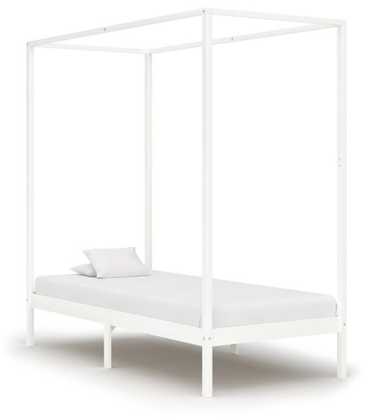 VidaXL Okvir za krevet s baldahinom od borovine bijeli 100 x 200 cm