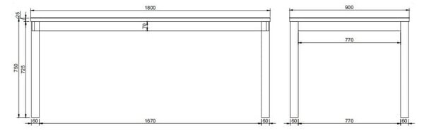 Blagovaonski stol s keramičkom daskom 90x180 cm Southampton – Actona