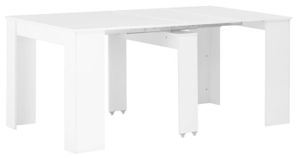 VidaXL Produživi blagovaonski stol visoki sjaj bijeli 175 x 90 x 75 cm