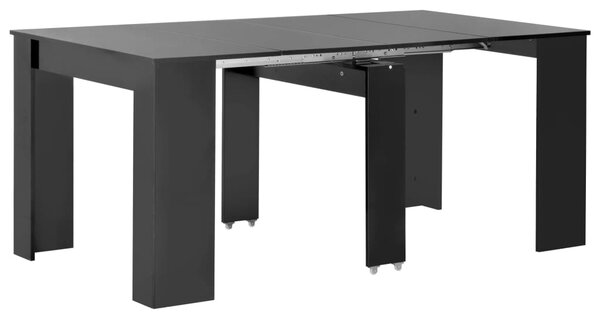 VidaXL Produživi blagovaonski stol visoki sjaj crni 175 x 90 x 75 cm